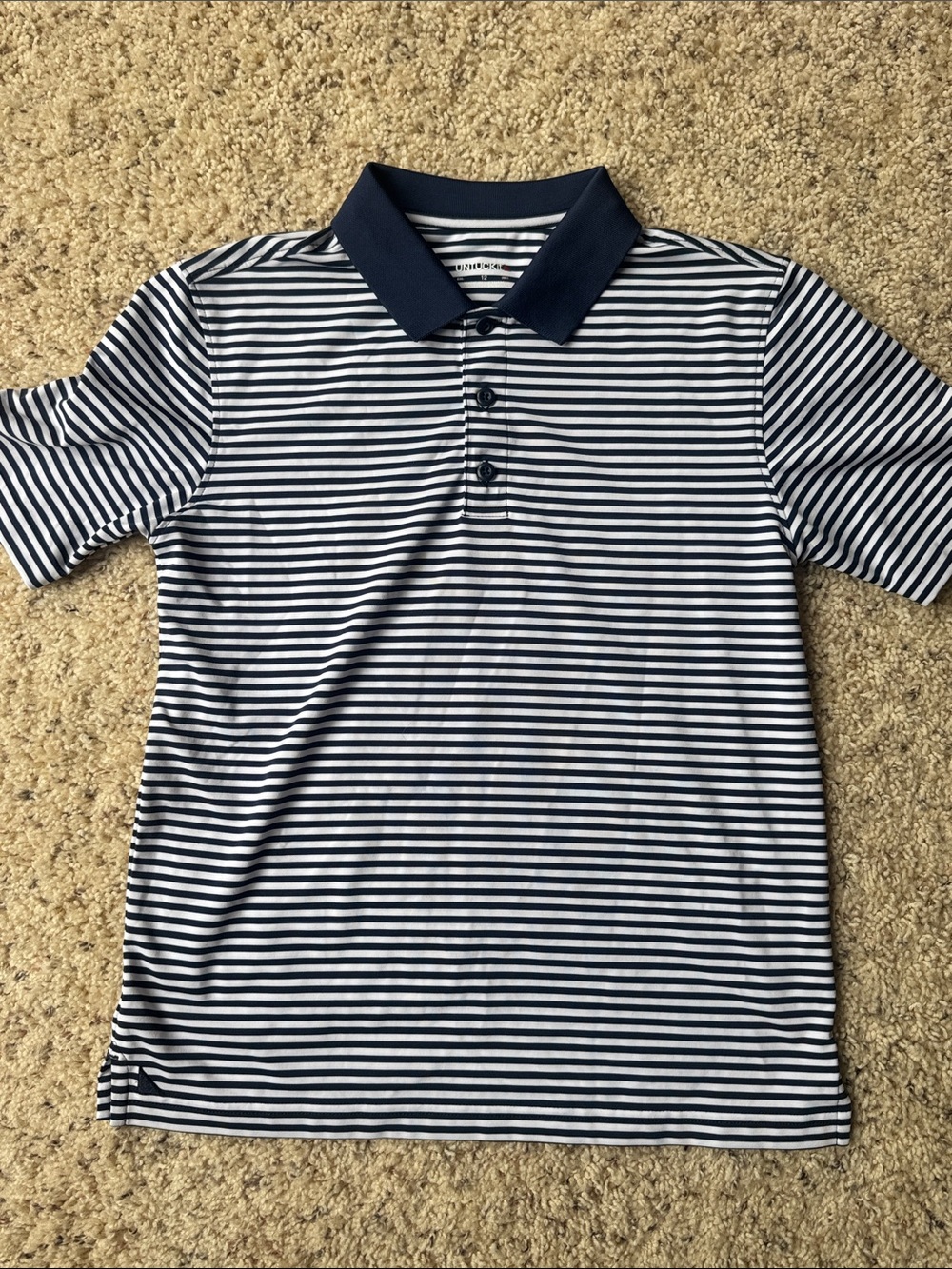 UnTuckit Kids Navy & White Striped Polo Shirt